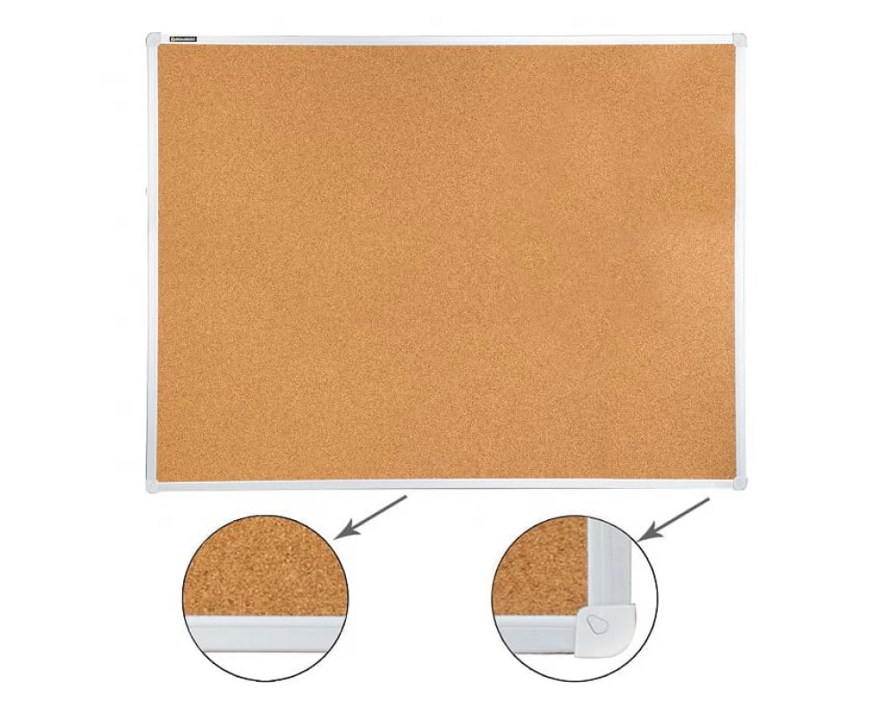 Доска пробковая BRAUBERG для объявлений 90х120 алюминиевая рамка